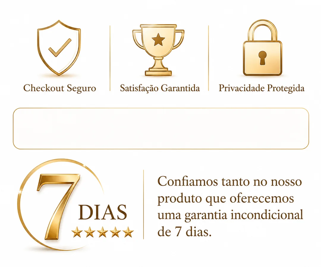 Checkout seguro, satisfação garantida e 7 dias de garantia